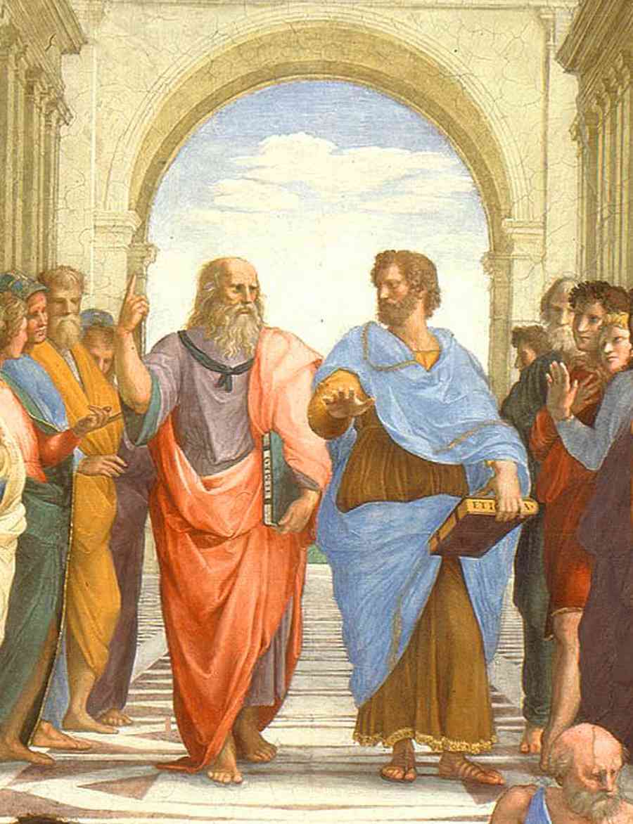 meme image of a painting of two philosophers talking to each other